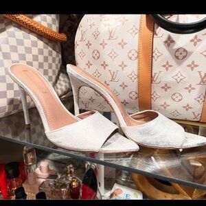 Silver BCBG leather mules size 10